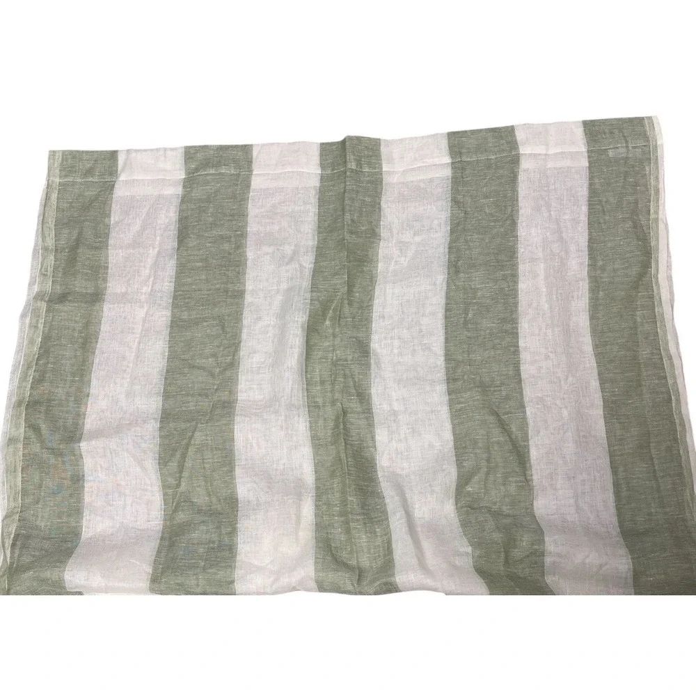 Restoration Hardware Masters of Linen Curtain‎ Sheer Stripe Celadon Cream 50x96